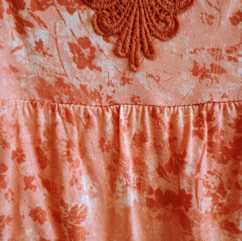 Y2K Mudd Crochet Tiered Spaghetti Strap Mini Sundress/Tank Size‎ Small Orange - Picture 7 of 12